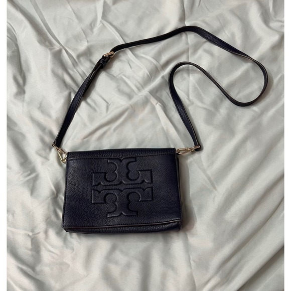 Tory Burch Handbags - Tory Burch Britten Combo Crossbody Bag Navy Blue Pebbled Leather Luxury